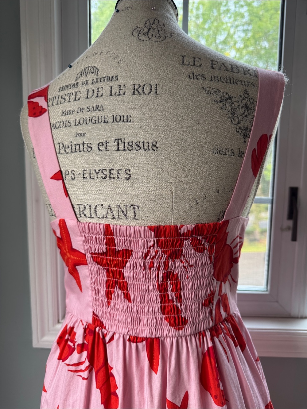 J Crew cotton tiered pink and red lobster midi dress size 4 - Picture 7 of 11